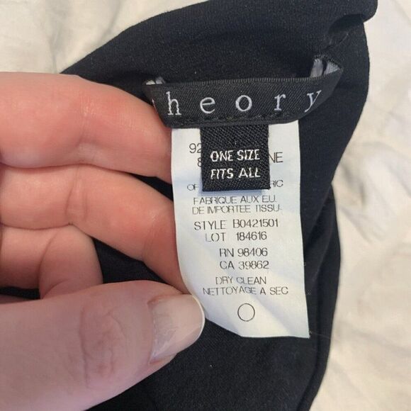 Theory Womens Solid Black Bandeux Crop Sleeve Top One Size - Picture 6 of 7